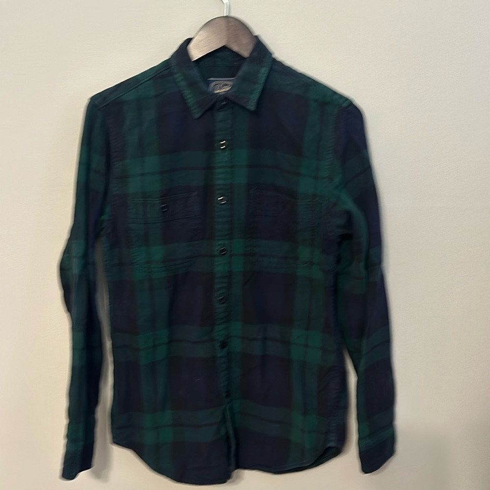 J-Crew Navy and green Plaid Button Down.